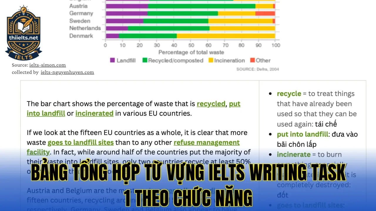 Bảng tổng hợp từ vựng IELTS Writing Task 1 theo chức năng