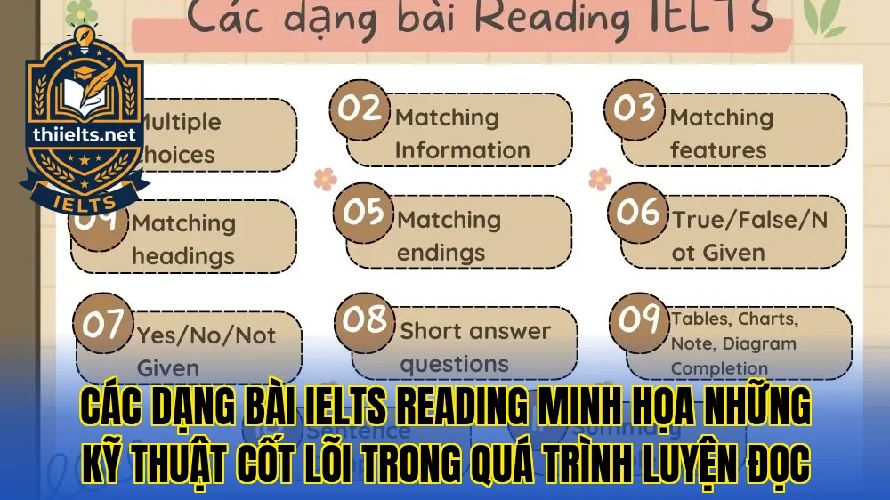 Các dạng bài IELTS Reading minh họa những kỹ thuật cốt lõi trong quá trình luyện đọc