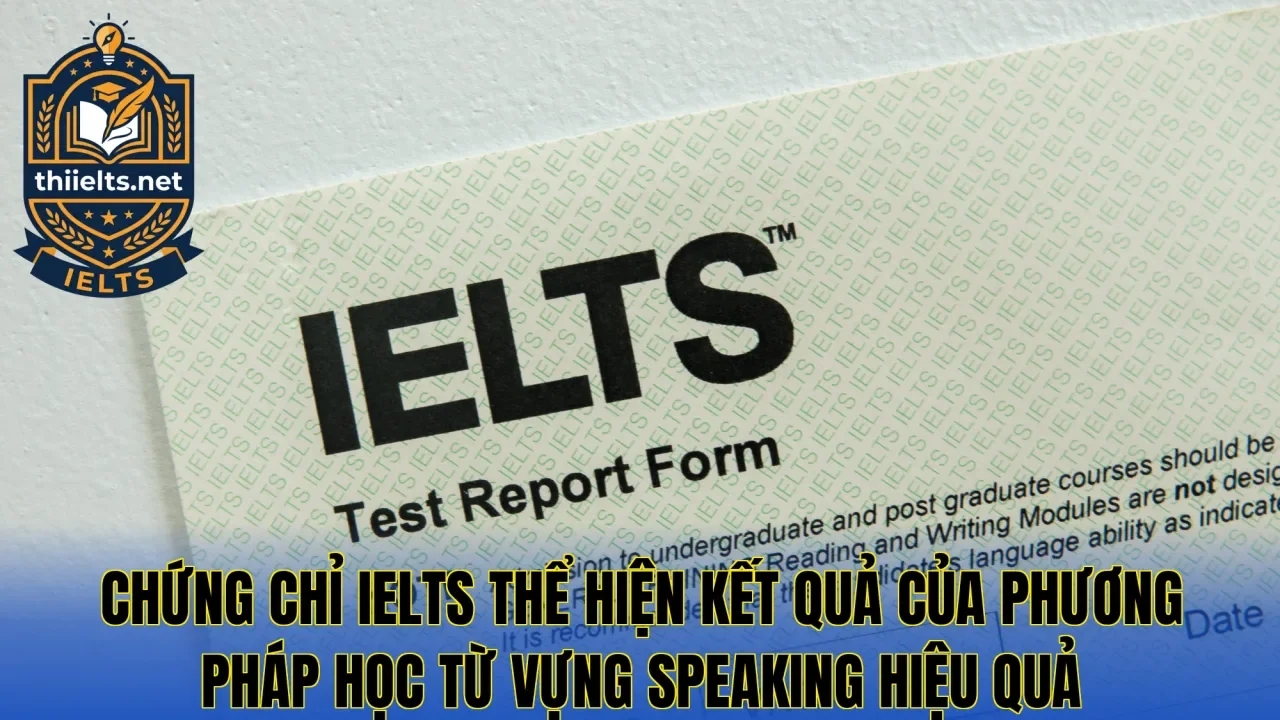 Chứng chỉ IELTS thể hiện kết quả của phương pháp học từ vựng Speaking hiệu quả