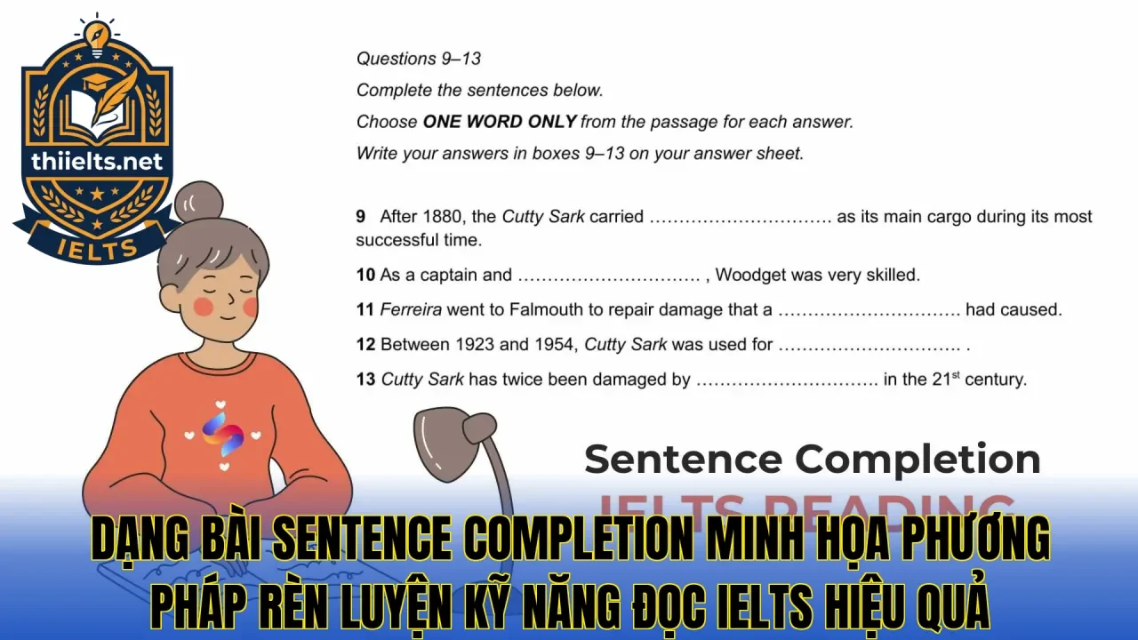 Dạng bài Sentence Completion minh họa phương pháp rèn luyện kỹ năng đọc IELTS hiệu quả