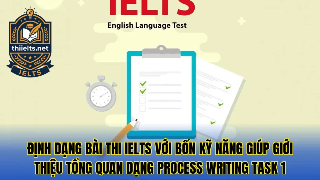 Định dạng bài thi IELTS với bốn kỹ năng giúp giới thiệu tổng quan dạng Process Writing Task 1
