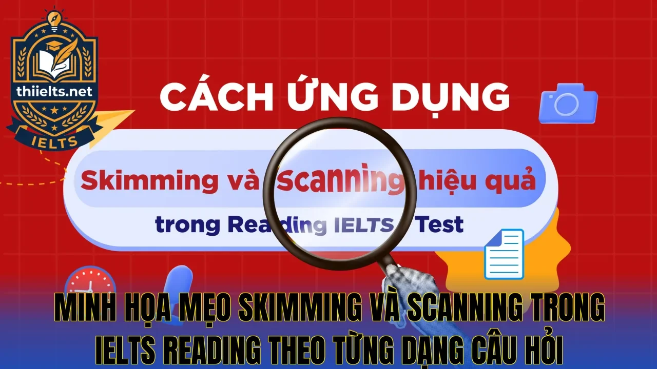 Minh họa mẹo Skimming và Scanning trong IELTS Reading theo từng dạng câu hỏi
