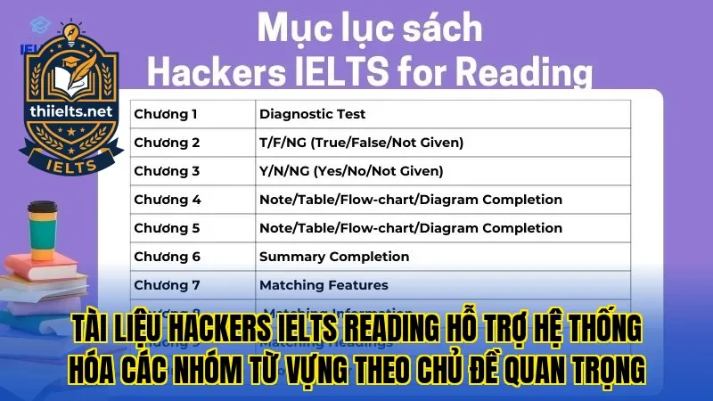 Tài liệu Hackers IELTS Reading hỗ trợ hệ thống hóa các nhóm từ vựng theo chủ đề quan trọng